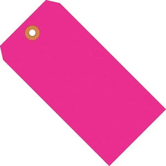 Made in USA - 3-3/4" High x 1-7/8" Long, Safety & Facility Blank Tag - Fluorescent Pink Cardstock - All Tool & Supply