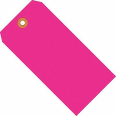 Made in USA - 5-1/4" High x 2-5/8" Long, Safety & Facility Blank Tag - Fluorescent Pink Cardstock - All Tool & Supply