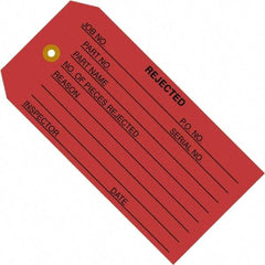 Made in USA - 4-3/4" High x 2-3/8" Long, REJECTED, English Safety & Facility Inspection Tag - Red Cardstock - All Tool & Supply