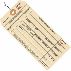 Made in USA - 6-1/4" High x 3-1/8" Long, Inventory, English Safety & Facility Numbered Tag - Manila Cardstock - All Tool & Supply