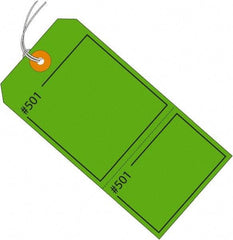 Made in USA - 4-3/4" High x 2-3/8" Long, Numbered, English Safety & Facility Retail Tag - Green Cardstock - All Tool & Supply