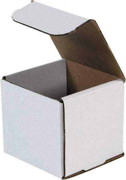 Made in USA - 4" Wide x 4" Long x 4" High Square Crush Proof Mailers - 1 Wall, White - All Tool & Supply