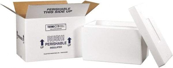 Made in USA - 10" Wide x 17" Long x 10-1/2" High Rectangle Insulated Box - 1 Wall, White - All Tool & Supply