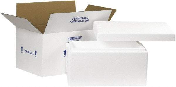 Made in USA - 10" Wide x 17" Long x 8-1/4" High Rectangle Insulated Box - 1 Wall, White - All Tool & Supply