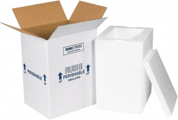 Made in USA - 6" Wide x 8" Long x 12" High Rectangle Insulated Box - 1 Wall, White - All Tool & Supply