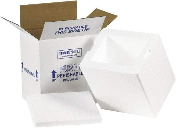 Made in USA - 6" Wide x 8" Long x 9" High Rectangle Insulated Box - 1 Wall, White - All Tool & Supply