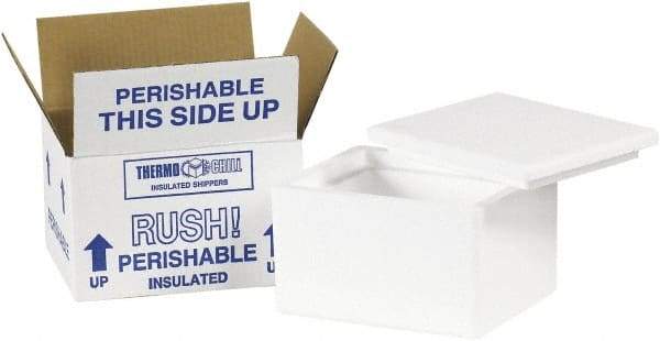 Made in USA - 4-1/2" Wide x 6" Long x 3" High Rectangle Insulated Box - 1 Wall, White - All Tool & Supply