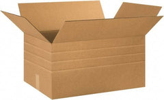 Made in USA - 16" Wide x 24" Long x 12" High Rectangle Multi-Depth Box - 1 Wall, Kraft (Color), 65 Lb Capacity - All Tool & Supply