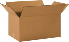 Made in USA - 12" Wide x 20" Long x 10" High Rectangle Corrugated Shipping Box - 1 Wall, Kraft (Color), 65 Lb Capacity - All Tool & Supply