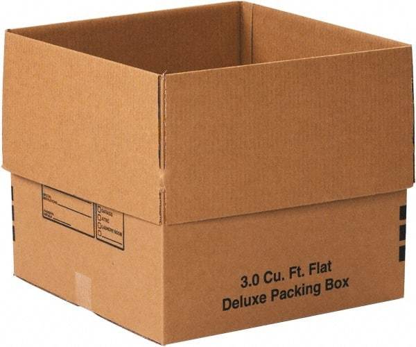 Made in USA - 18" Wide x 18" Long x 16" High Rectangle Moving Boxes - 1 Wall, Kraft (Color), 65 Lb Capacity - All Tool & Supply