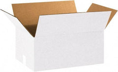 Made in USA - 12" Wide x 18" Long x 8" High Rectangle Corrugated Shipping Box - 1 Wall, White, 65 Lb Capacity - All Tool & Supply