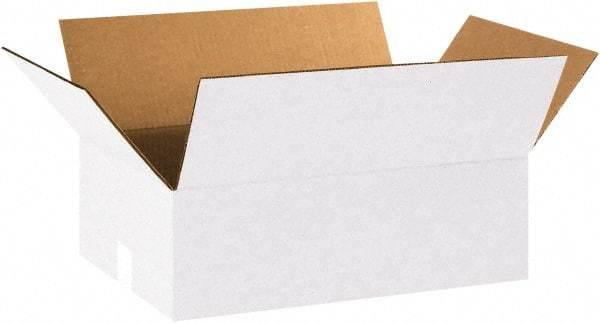 Made in USA - 12" Wide x 18" Long x 6" High Rectangle Corrugated Shipping Box - 1 Wall, White, 65 Lb Capacity - All Tool & Supply