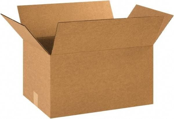 Made in USA - 12" Wide x 18" Long x 10" High Rectangle Corrugated Shipping Box - 1 Wall, Kraft (Color), 65 Lb Capacity - All Tool & Supply