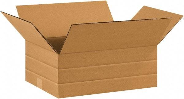 Made in USA - 12" Wide x 16" Long x 6" High Rectangle Multi-Depth Box - 1 Wall, Kraft (Color), 65 Lb Capacity - All Tool & Supply