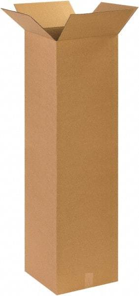 Made in USA - 14" Wide x 14" Long x 48" High Rectangle Corrugated Shipping Box - 1 Wall, Kraft (Color), 65 Lb Capacity - All Tool & Supply