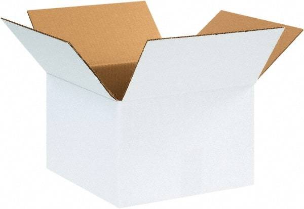 Made in USA - 12" Wide x 12" Long x 8" High Rectangle Corrugated Shipping Box - 1 Wall, White, 65 Lb Capacity - All Tool & Supply