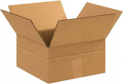 Made in USA - 12" Wide x 12" Long x 8" High Rectangle Multi-Depth Box - 1 Wall, Kraft (Color), 65 Lb Capacity - All Tool & Supply