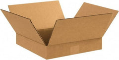 Made in USA - 12" Wide x 12" Long x 2" High Rectangle Corrugated Shipping Box - 1 Wall, Kraft (Color), 65 Lb Capacity - All Tool & Supply