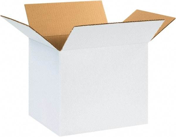 Made in USA - 8" Wide x 12" Long x 8" High Rectangle Corrugated Shipping Box - 1 Wall, White, 65 Lb Capacity - All Tool & Supply