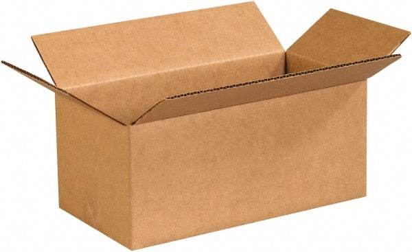 Made in USA - 5" Wide x 10" Long x 4" High Rectangle Corrugated Shipping Box - 1 Wall, Kraft (Color), 65 Lb Capacity - All Tool & Supply