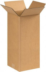 Made in USA - 8" Wide x 8" Long x 18" High Rectangle Corrugated Shipping Box - 1 Wall, Kraft (Color), 65 Lb Capacity - All Tool & Supply