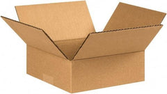 Made in USA - 9" Wide x 9" Long x 3" High Rectangle Corrugated Shipping Box - 1 Wall, Kraft (Color), 65 Lb Capacity - All Tool & Supply