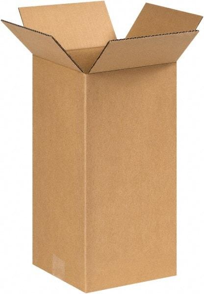 Made in USA - 6" Wide x 6" Long x 14" High Rectangle Corrugated Shipping Box - 1 Wall, Kraft (Color), 65 Lb Capacity - All Tool & Supply