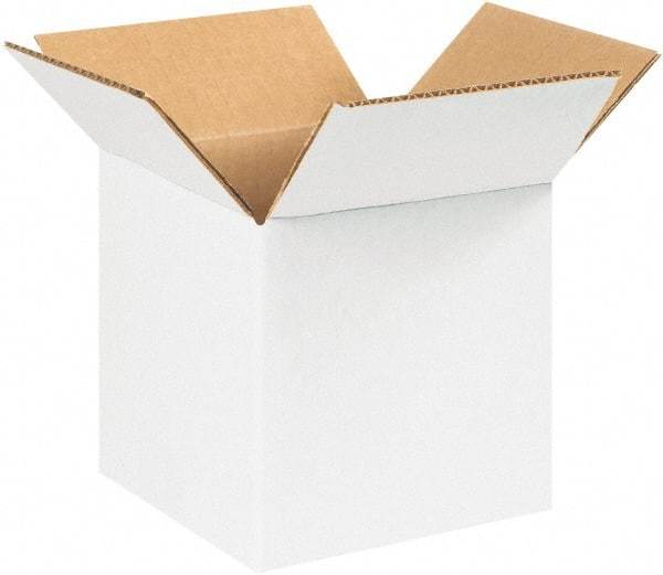 Made in USA - 5" Wide x 5" Long x 5" High Square Corrugated Shipping Box - 1 Wall, White, 65 Lb Capacity - All Tool & Supply