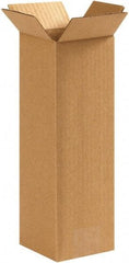 Made in USA - 4" Wide x 4" Long x 12" High Rectangle Corrugated Shipping Box - 1 Wall, Kraft (Color), 65 Lb Capacity - All Tool & Supply