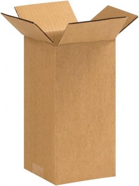 Made in USA - 5" Wide x 5" Long x 10" High Rectangle Corrugated Shipping Box - 1 Wall, Kraft (Color), 65 Lb Capacity - All Tool & Supply