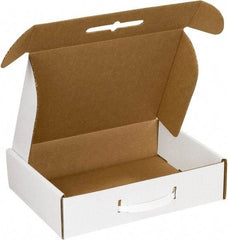 Made in USA - 9-1/4" Wide x 12-1/8" Long x 3" High Rectangle Corrugated Shipping Box - 1 Wall, White - All Tool & Supply