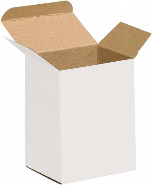 Made in USA - 2-1/2" Wide x 3" Long x 4" High Rectangle Chipboard Box - 1 Wall, White - All Tool & Supply