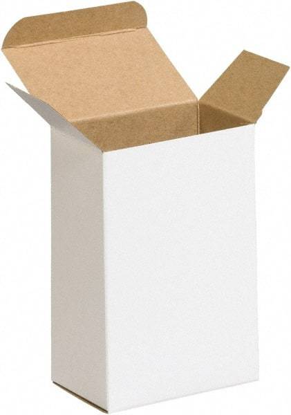 Made in USA - 2-1/2" Wide x 4" Long x 6" High Rectangle Chipboard Box - 1 Wall, White - All Tool & Supply