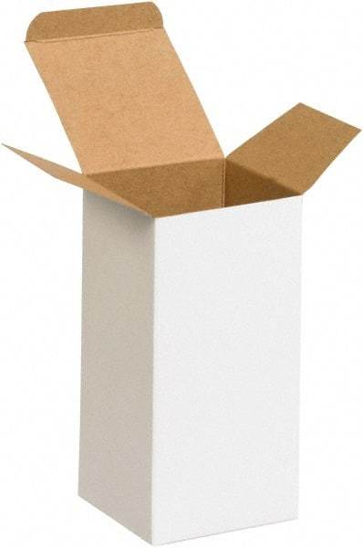 Made in USA - 3" Wide x 3" Long x 6" High Rectangle Chipboard Box - 1 Wall, White - All Tool & Supply