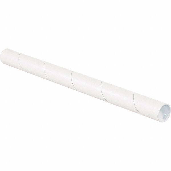 Made in USA - 1-1/2" Diam x 15" Long Round White Mailing Tubes - 1 Wall, White - All Tool & Supply