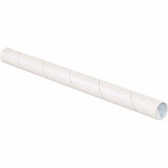 Made in USA - 1-1/2" Diam x 24" Long Round White Mailing Tubes - 1 Wall, White - All Tool & Supply