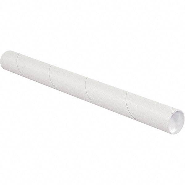 Made in USA - 2-1/2" Diam x 15" Long Round White Mailing Tubes - 1 Wall, White - All Tool & Supply