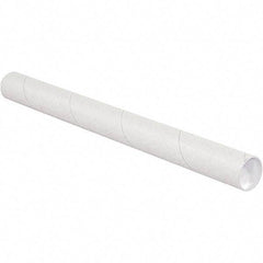 Made in USA - 2-1/2" Diam x 15" Long Round White Mailing Tubes - 1 Wall, White - All Tool & Supply