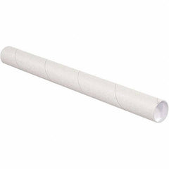 Made in USA - 2-1/2" Diam x 24" Long Round White Mailing Tubes - 1 Wall, White - All Tool & Supply