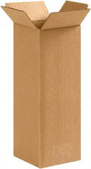 Made in USA - 4" Wide x 4" Long x 10" High Rectangle Corrugated Shipping Box - 1 Wall, Kraft (Color), 65 Lb Capacity - All Tool & Supply