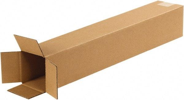 Made in USA - 4" Wide x 4" Long x 24" High Rectangle Corrugated Shipping Box - 1 Wall, Kraft (Color), 65 Lb Capacity - All Tool & Supply