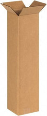 Made in USA - 6" Wide x 6" Long x 24" High Rectangle Corrugated Shipping Box - 1 Wall, Kraft (Color), 65 Lb Capacity - All Tool & Supply