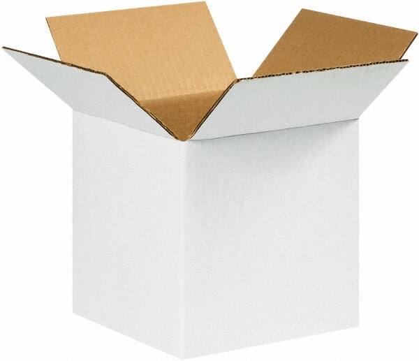 Made in USA - 8" Wide x 8" Long x 8" High Square Corrugated Shipping Box - 1 Wall, White, 65 Lb Capacity - All Tool & Supply