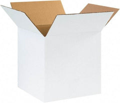 Made in USA - 10" Wide x 10" Long x 10" High Square Corrugated Shipping Box - 1 Wall, White, 65 Lb Capacity - All Tool & Supply