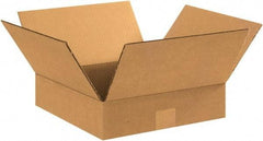 Made in USA - 12" Wide x 12" Long x 3" High Rectangle Corrugated Shipping Box - 1 Wall, Kraft (Color), 65 Lb Capacity - All Tool & Supply