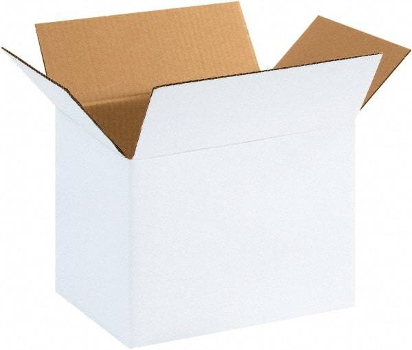 Made in USA - 8-3/4" Wide x 11-1/4" Long x 8" High Rectangle Corrugated Shipping Box - 1 Wall, White, 65 Lb Capacity - All Tool & Supply