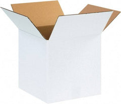 Made in USA - 12" Wide x 12" Long x 12" High Square Corrugated Shipping Box - 1 Wall, White, 65 Lb Capacity - All Tool & Supply