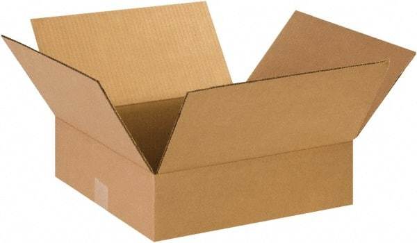 Made in USA - 14" Wide x 14" Long x 4" High Rectangle Corrugated Shipping Box - 1 Wall, Kraft (Color), 65 Lb Capacity - All Tool & Supply