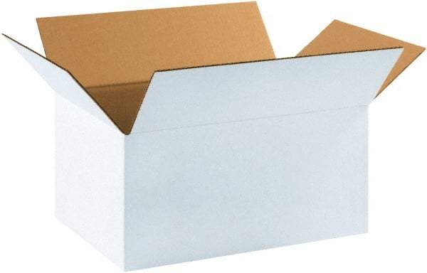 Made in USA - 11-1/4" Wide x 17-1/4" Long x 8" High Rectangle Corrugated Shipping Box - 1 Wall, White, 65 Lb Capacity - All Tool & Supply