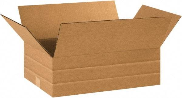 Made in USA - 12" Wide x 18" Long x 6" High Rectangle Multi-Depth Box - 1 Wall, Kraft (Color), 65 Lb Capacity - All Tool & Supply